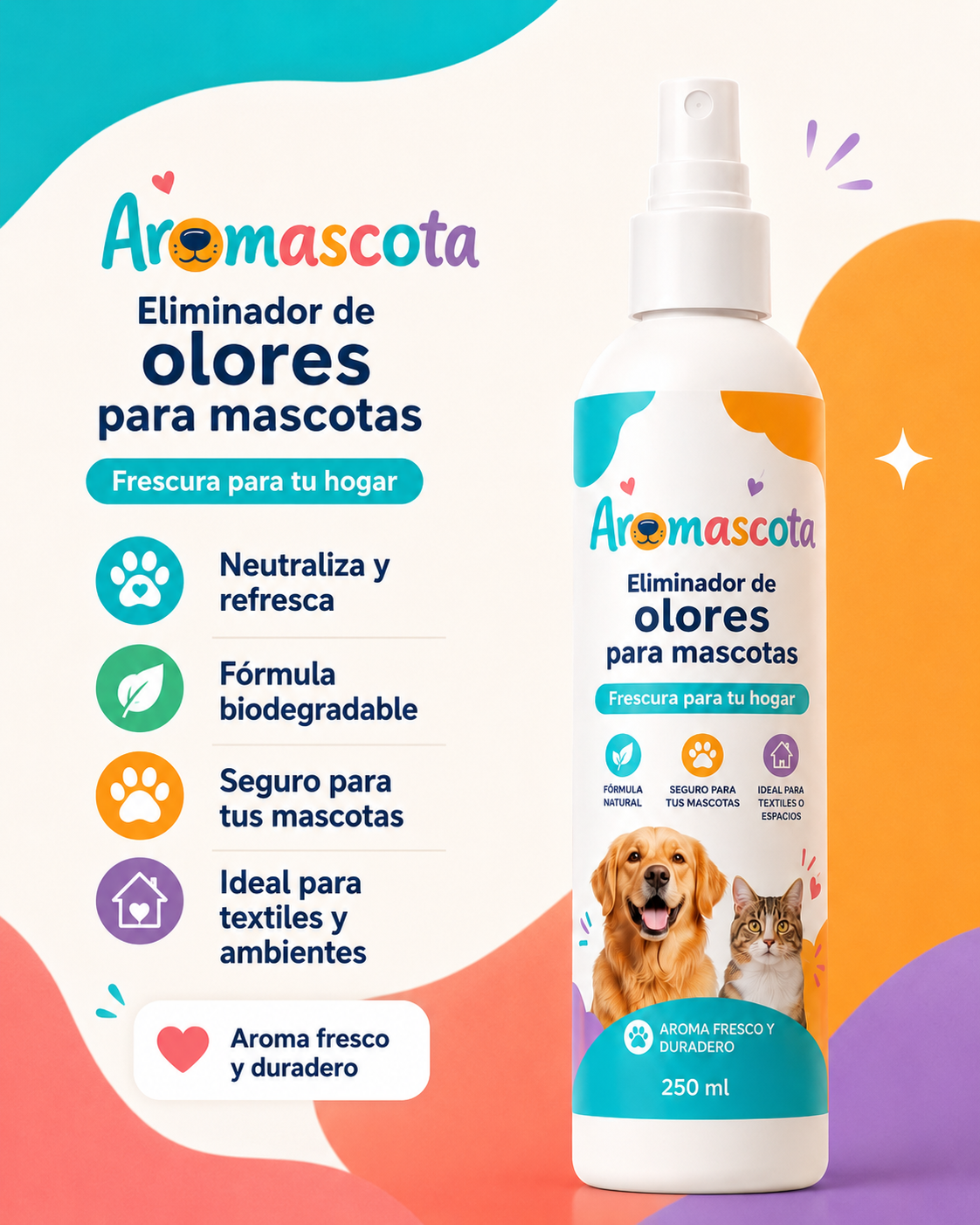 Eliminador de olores para mascotas  Fórmula concentrada